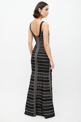 Hervé Léger Black & Pink Stripe Knit Co-Ord Set