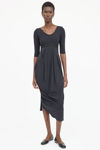High Belted Pleated Dress