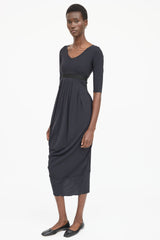 High Belted Pleated Dress