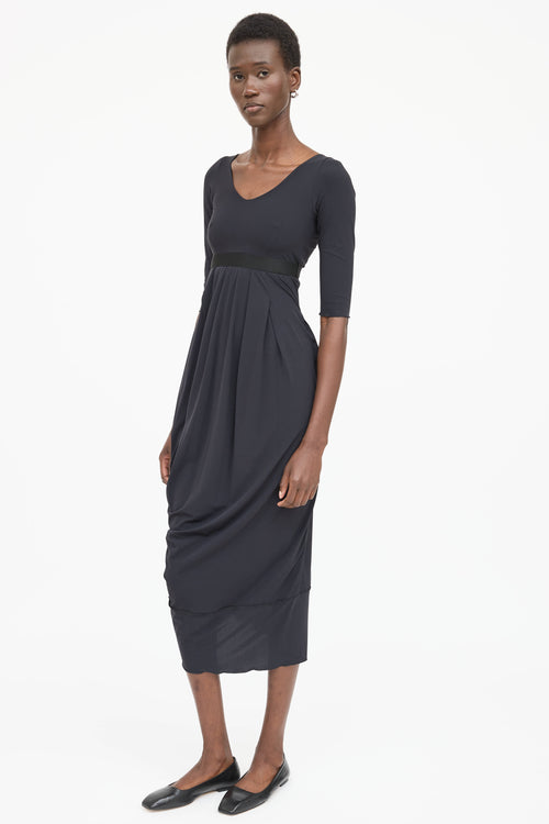 High Belted Pleated Dress