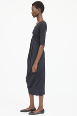 High Belted Pleated Dress