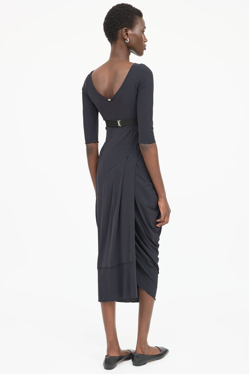 High Belted Pleated Dress