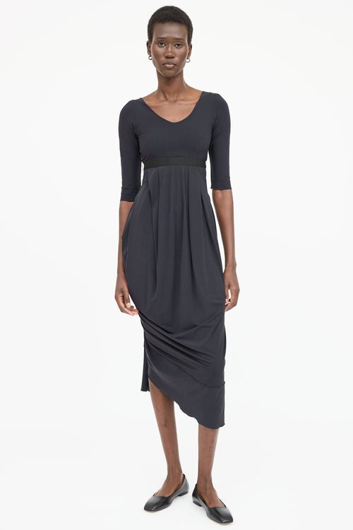 High Belted Pleated Dress