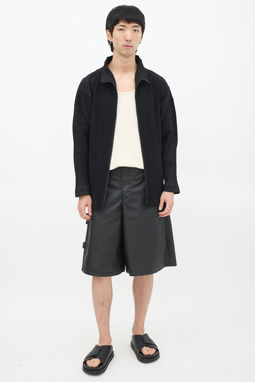 Homme Plissé Issey Miyake Black Pleated Zip Jacket