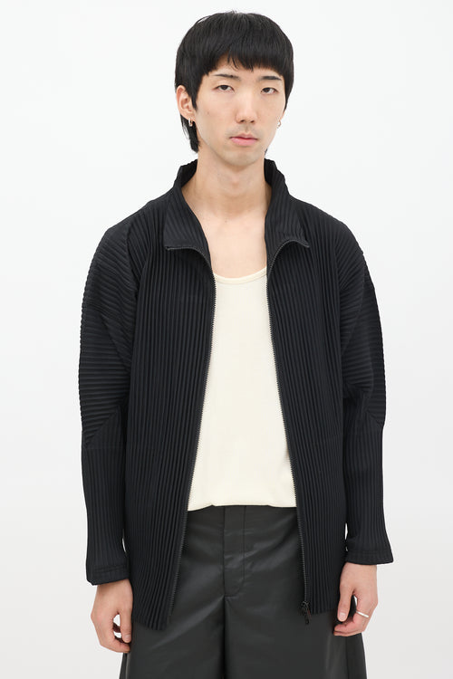 Homme Plissé Issey Miyake Black Pleated Zip Jacket