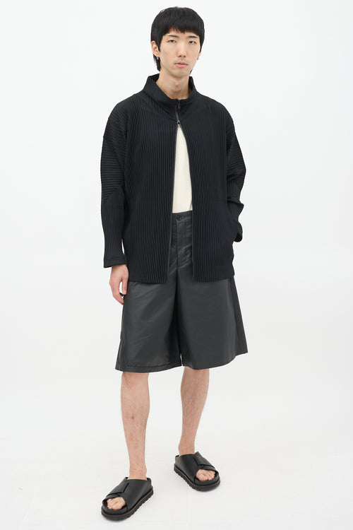 Homme Plissé Issey Miyake Black Pleated Zip Jacket