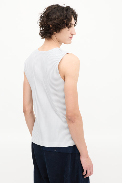 Homme Plissé Issey Miyake Light Grey Pleated V-Neck Tank Top