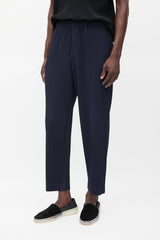 Homme Plissé Issey Miyake Navy Pleated Tapered Trouser