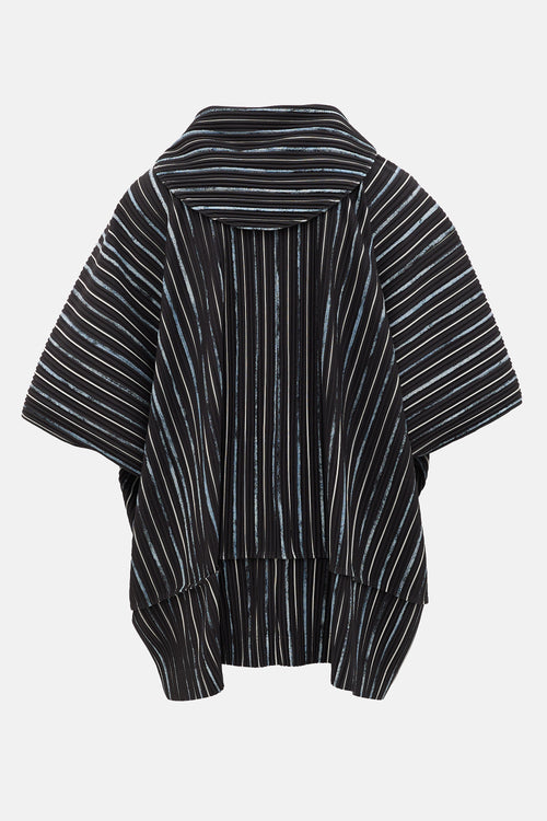 Homme Plissé Issey Miyake Striped Short Sleeve Hoodie