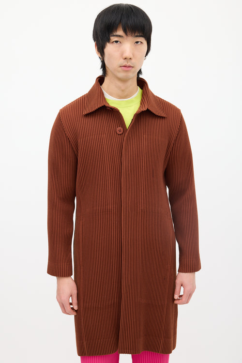 Homme Plissé Issey Miyake Brown Pleated Cardigan