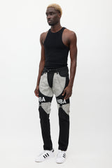 Hood By Air Black & Grey Panelled Logo Jeans