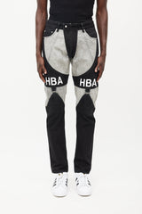 Hood By Air Black & Grey Panelled Logo Jeans