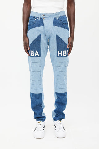 Hood By Air Blue Panelled Logo Jeans