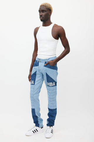 Hood By Air Blue Panelled Logo Jeans