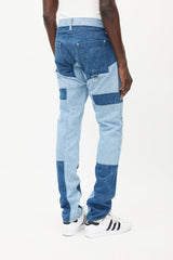 Hood By Air Blue Panelled Logo Jeans