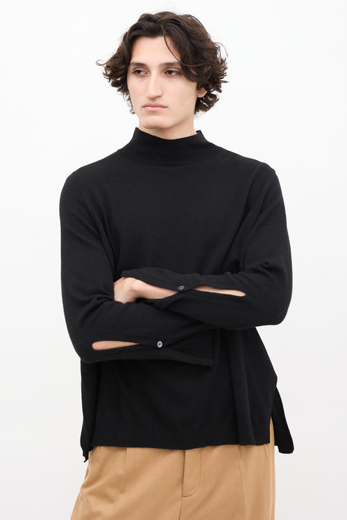 Hope Black Wool Rio Split Side Mock Neck Sweater