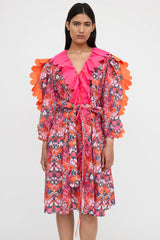 Horror Vacui Floral Ruffle Dress