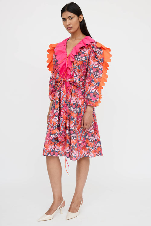Horror Vacui Floral Ruffle Dress