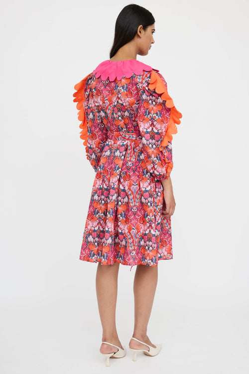 Horror Vacui Floral Ruffle Dress