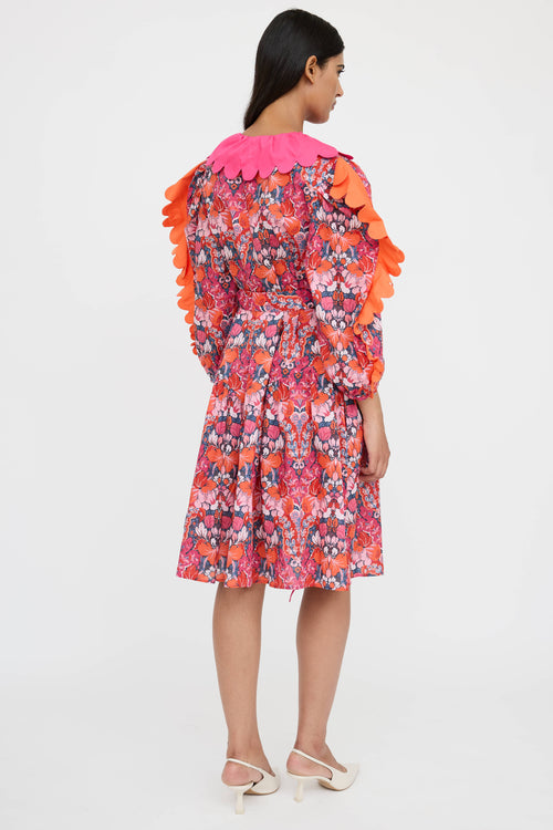 Horror Vacui Floral Ruffle Dress