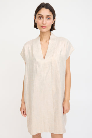 Horses Atelier Beige Linen Sparkly Smoking Mini Dress
