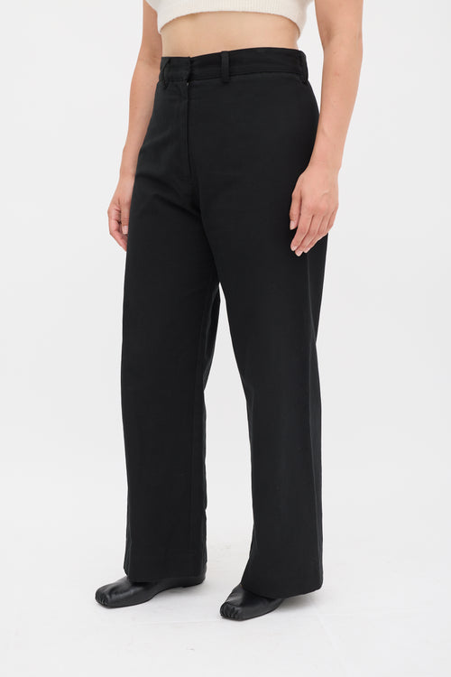 Horses Atelier Black Cotton Wide Leg Trouser