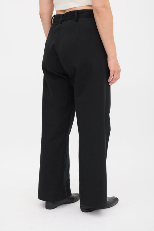 Horses Atelier Black Cotton Wide Leg Trouser