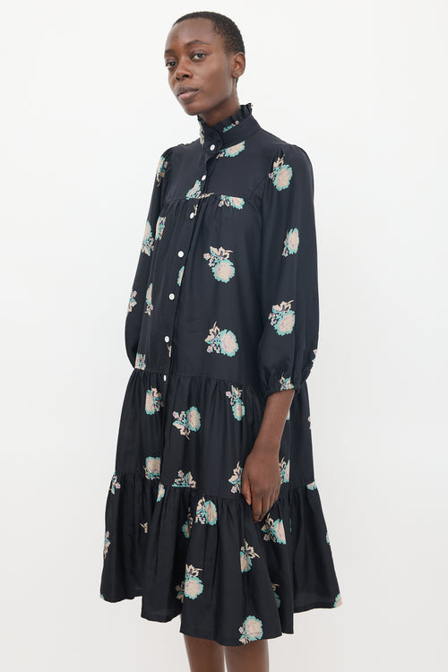 Horses Atelier Black & Multi Silk Floral Dream Dress