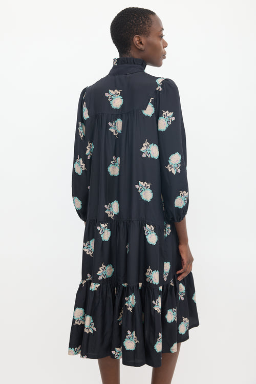 Horses Atelier Black & Multi Silk Floral Dream Dress