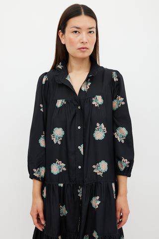 Horses Atelier Black & Multicolour Silk Floral Dream Dress