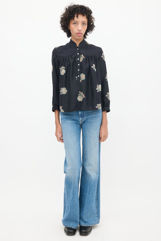 Horses Atelier Black & Multicolour Silk Floral Shirt