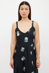 Horses Atelier Black & Multicolour Silk Floral Slip Dress