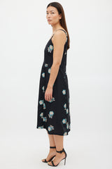 Horses Atelier Black & Multicolour Silk Floral Slip Dress