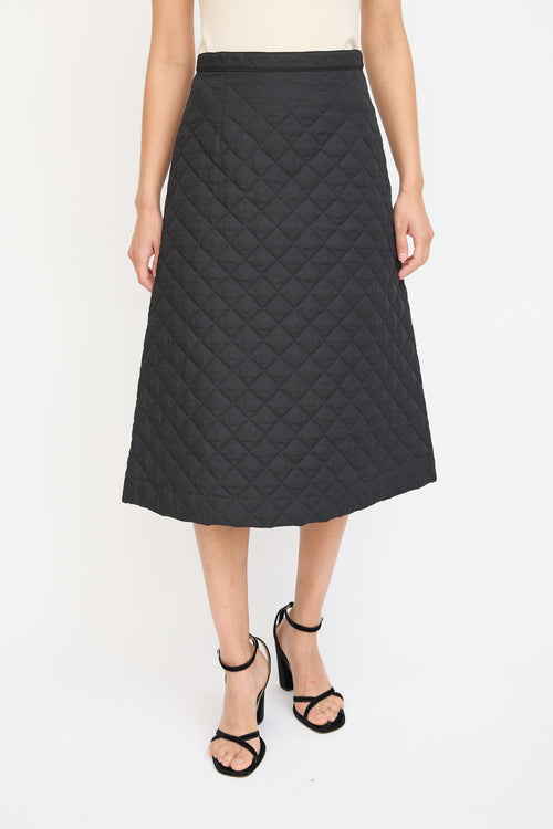 Horses Atelier Black Quilted A-Line Midi Skirt