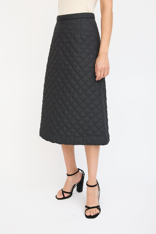 Horses Atelier Black Quilted A-Line Midi Skirt