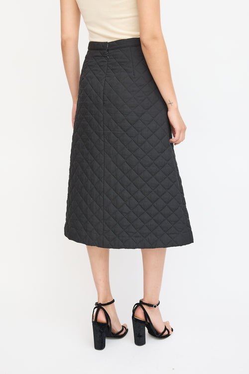 Horses Atelier Black Quilted A-Line Midi Skirt