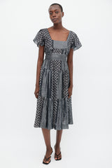 Horses Atelier Black & Silver Striped Belted Dress