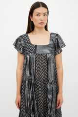 Horses Atelier Black & Silver Striped Tier Midi Dress
