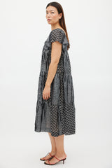 Horses Atelier Black & Silver Striped Tier Midi Dress