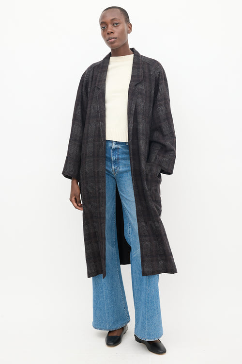 Horses Atelier Black & White Wool Plaid Coat