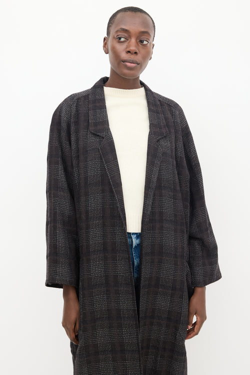 Horses Atelier Black & White Wool Plaid Coat