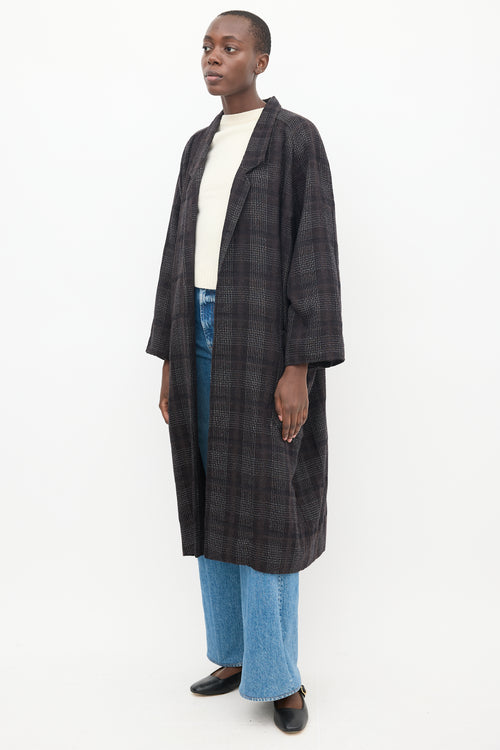 Horses Atelier Black & White Wool Plaid Coat