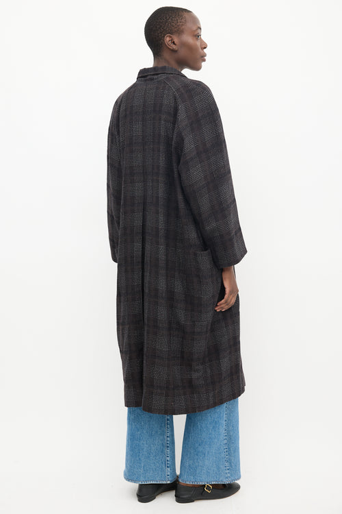 Horses Atelier Black & White Wool Plaid Coat