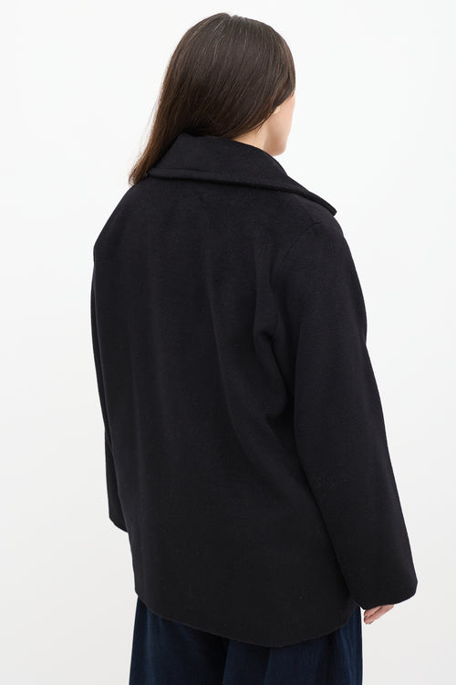 Horses Atelier Black Wool Double Breasted Pea Coat