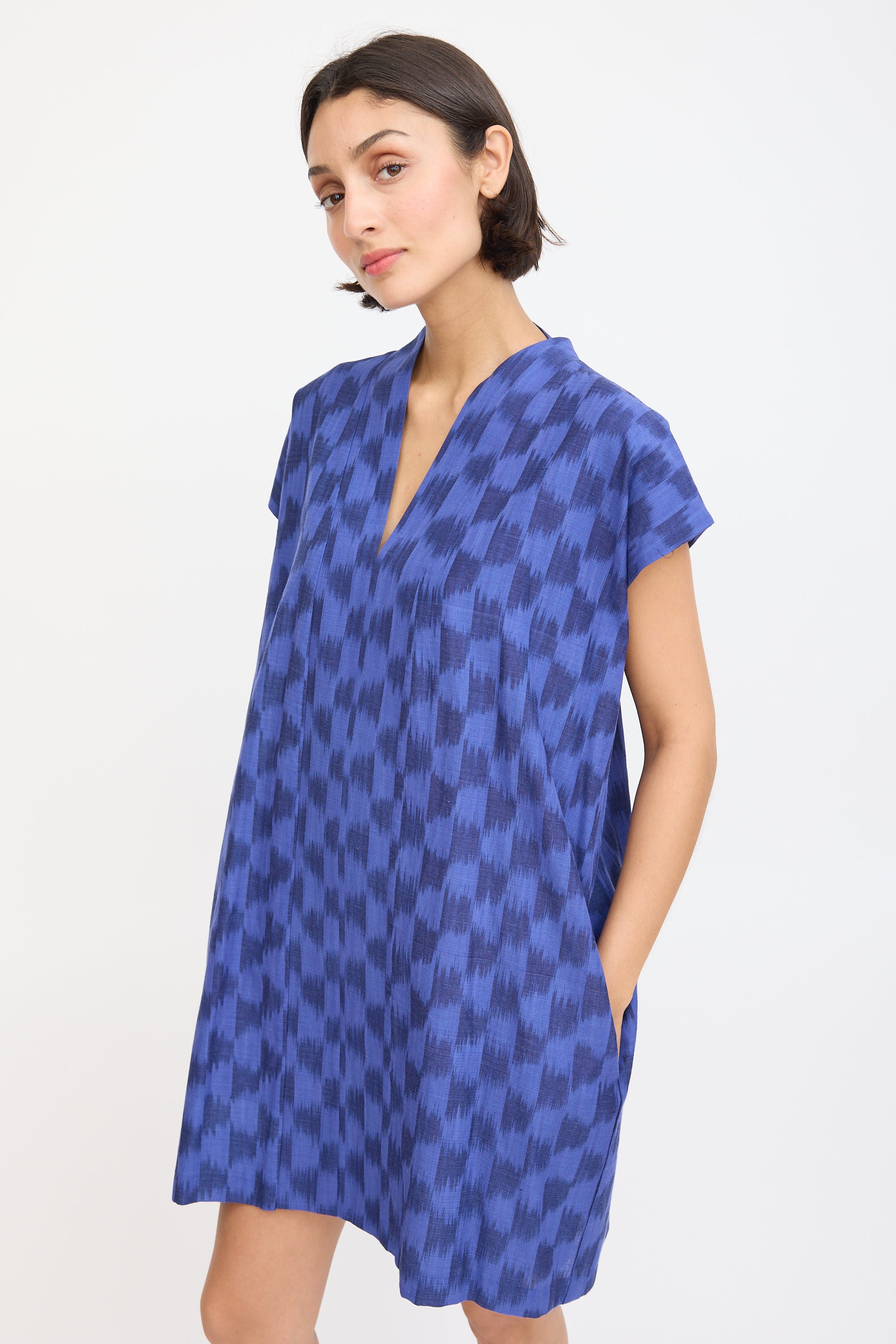 Horses Atelier // Blue Cotton Smoking Printed Mini Dress VSP Consignment Horses Atelier // Blue Cotton Smoking Printed Mini Dress VSP Consignment