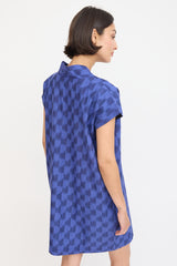 Horses Atelier Blue Cotton Smoking Printed Mini Dress