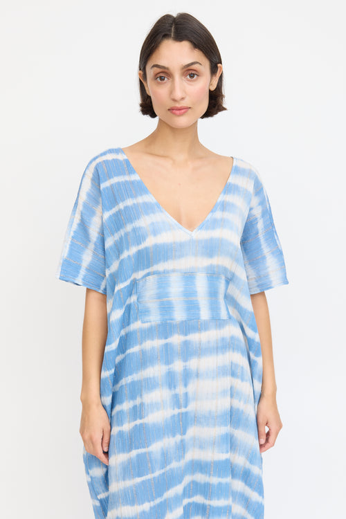 Horses Atelier Blue & White Cotton Sparkly Dyed Kaftan