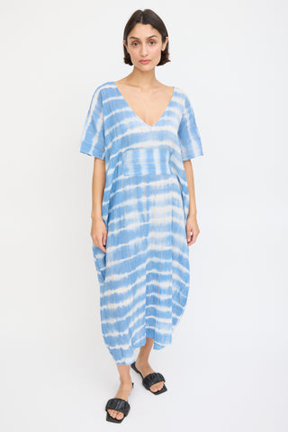 Horses Atelier Blue & White Cotton Sparkly Dyed Kaftan