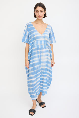 Horses Atelier Blue & White Cotton Sparkly Dyed Kaftan