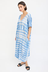 Horses Atelier Blue & White Cotton Sparkly Dyed Kaftan